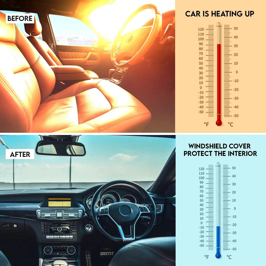 Autofurnish Aero Car Windshield Cover Frost Dust Shield Car Window Protector Waterproof Heat Resistant Universal Size