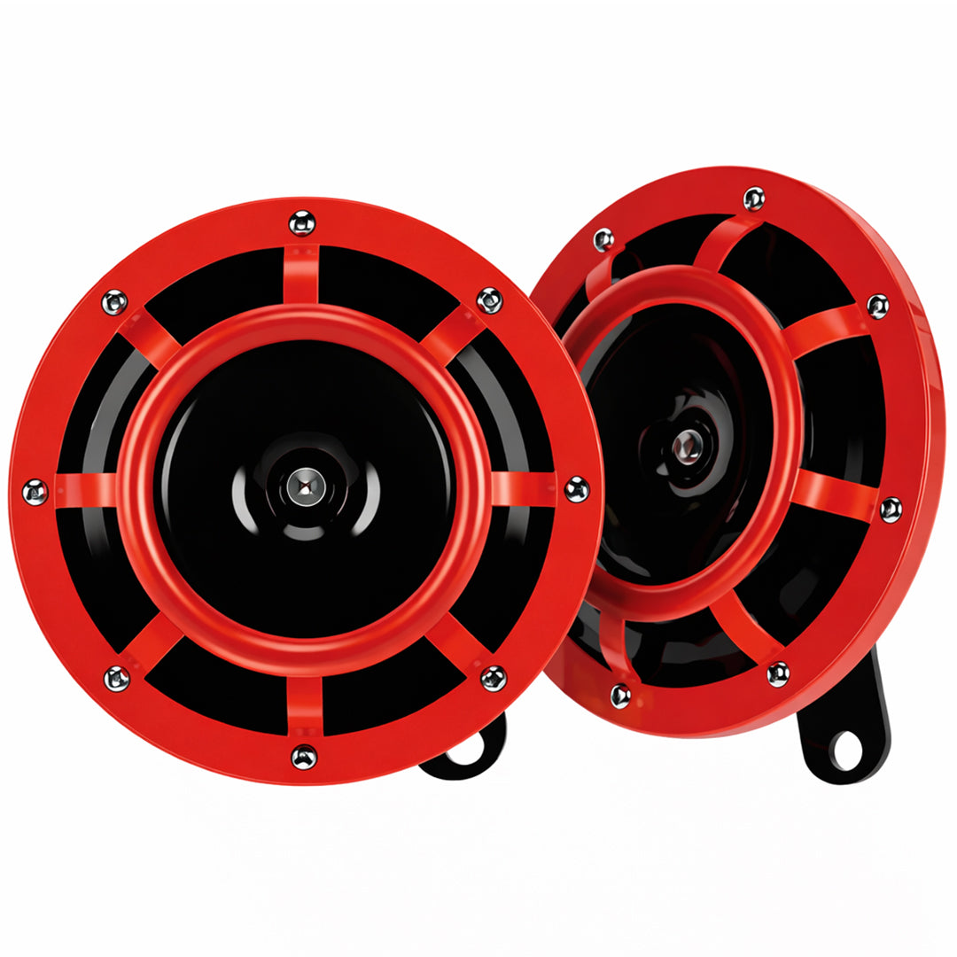 Basuri Red Hyper Horn – 123mm H/L Tone Disc Horn Set, 12V (B123HL12) - 2 Pcs Set