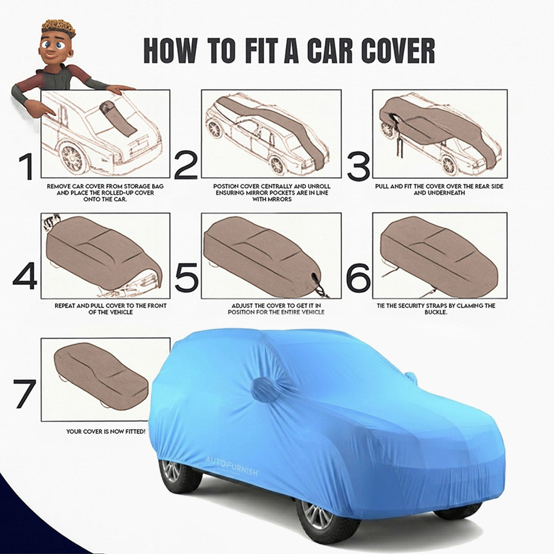 Ford EcoSport Car Body Cover, Triple Stitched, Heat & Water Resistant with Front & Rear Elastic Strap & Side Mirror Pockets (PARKER AQUA)