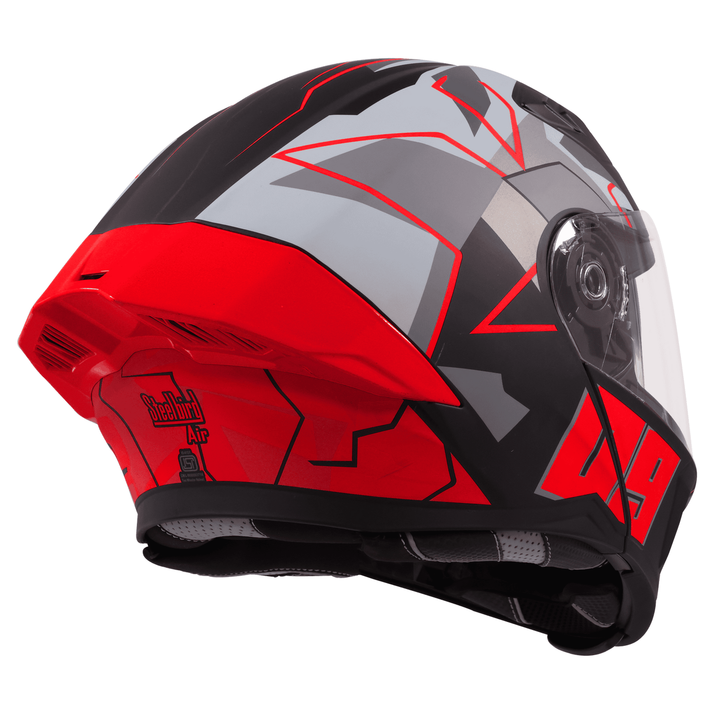 Steelbird SBA-20 ISS Open Face Helmet | ISI Certified | 09 Design | Black-Red
