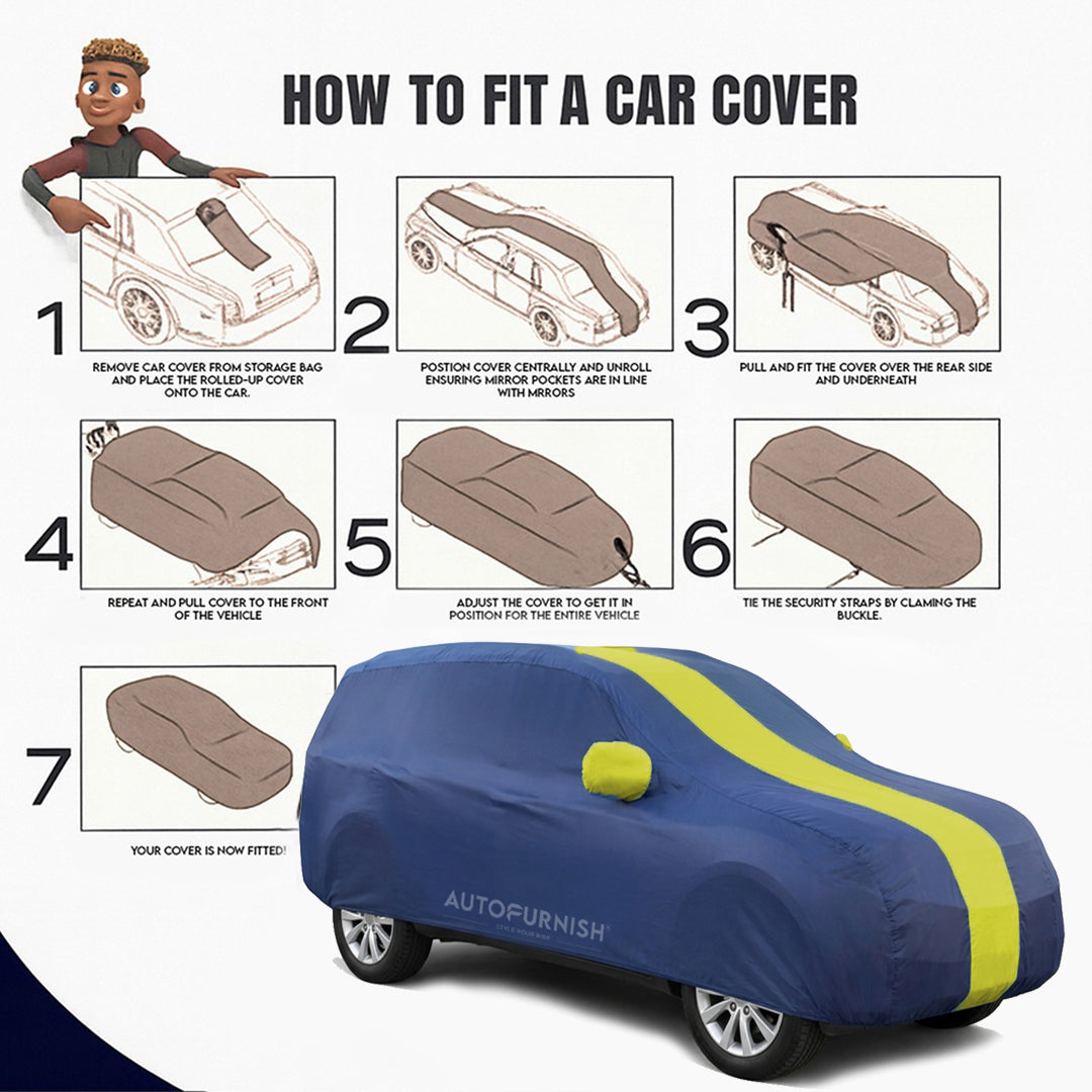 Renault Kiger 2021 Autofurnish Stylish Stripe Car Body Cover (ARC Series)