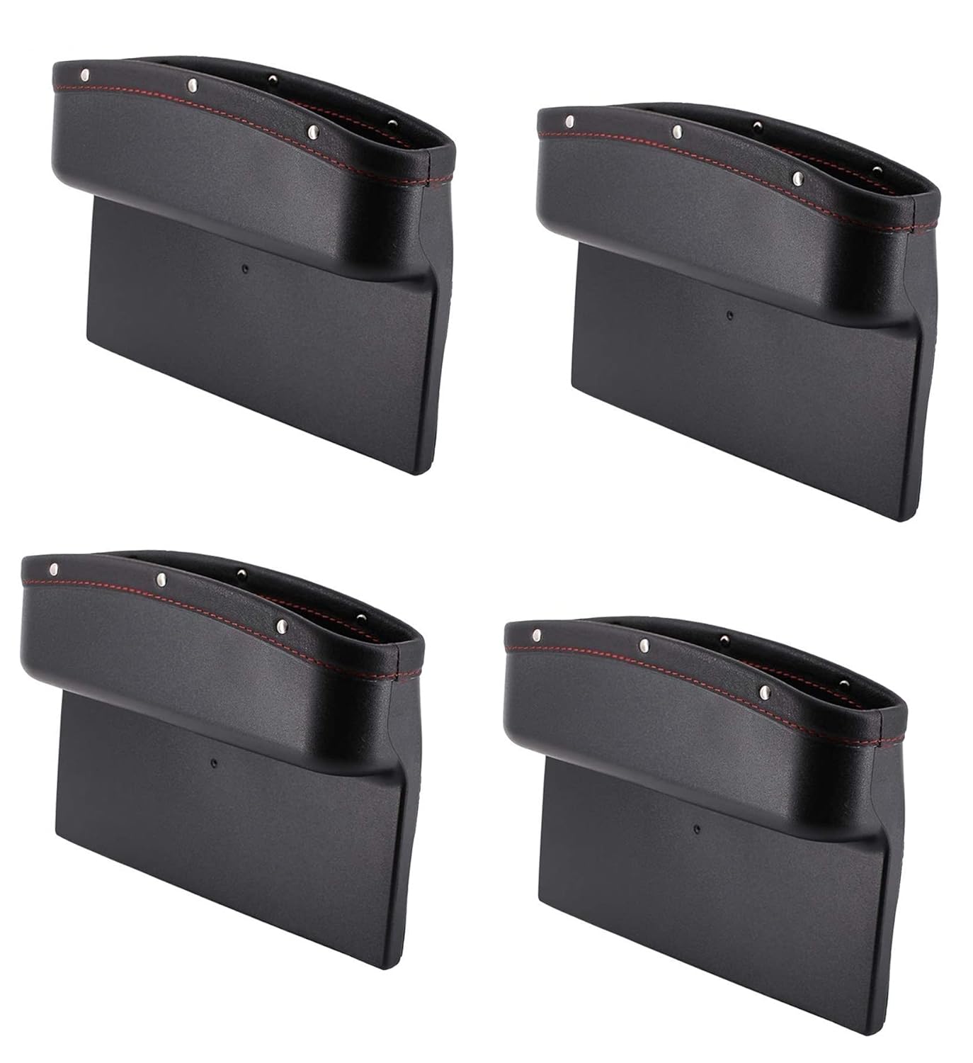 Autofurnish PU Leather Car Side Organizer Seat Gap Filler Catch Caddy Side Seat Pocket Console Storage Box - Black Red - Autofurnish