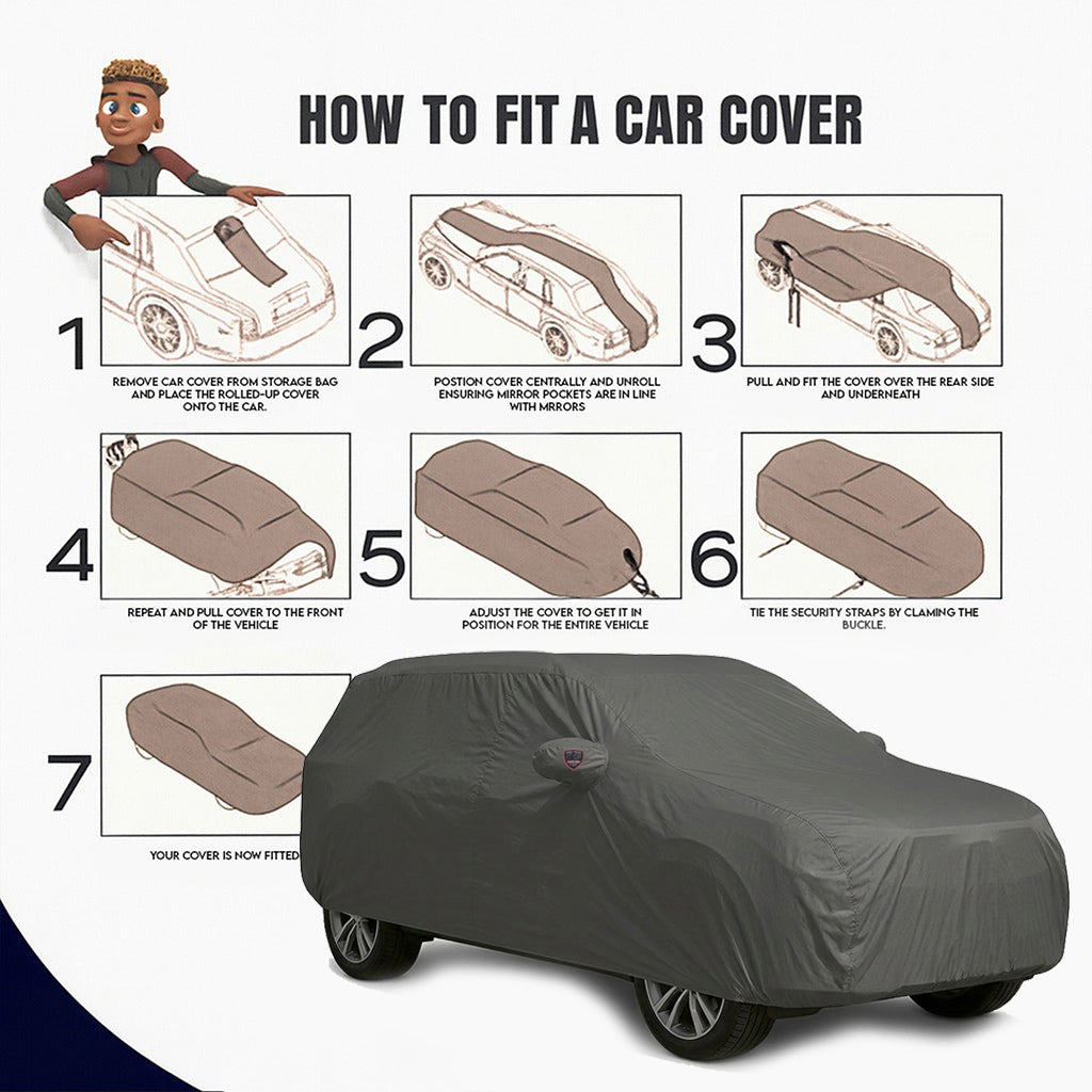 Maruti Baleno 2015-21 Autofurnish Aero Grey Waterproof Heat Resistant Mirror Pocket Car Body Cover - Aero Grey