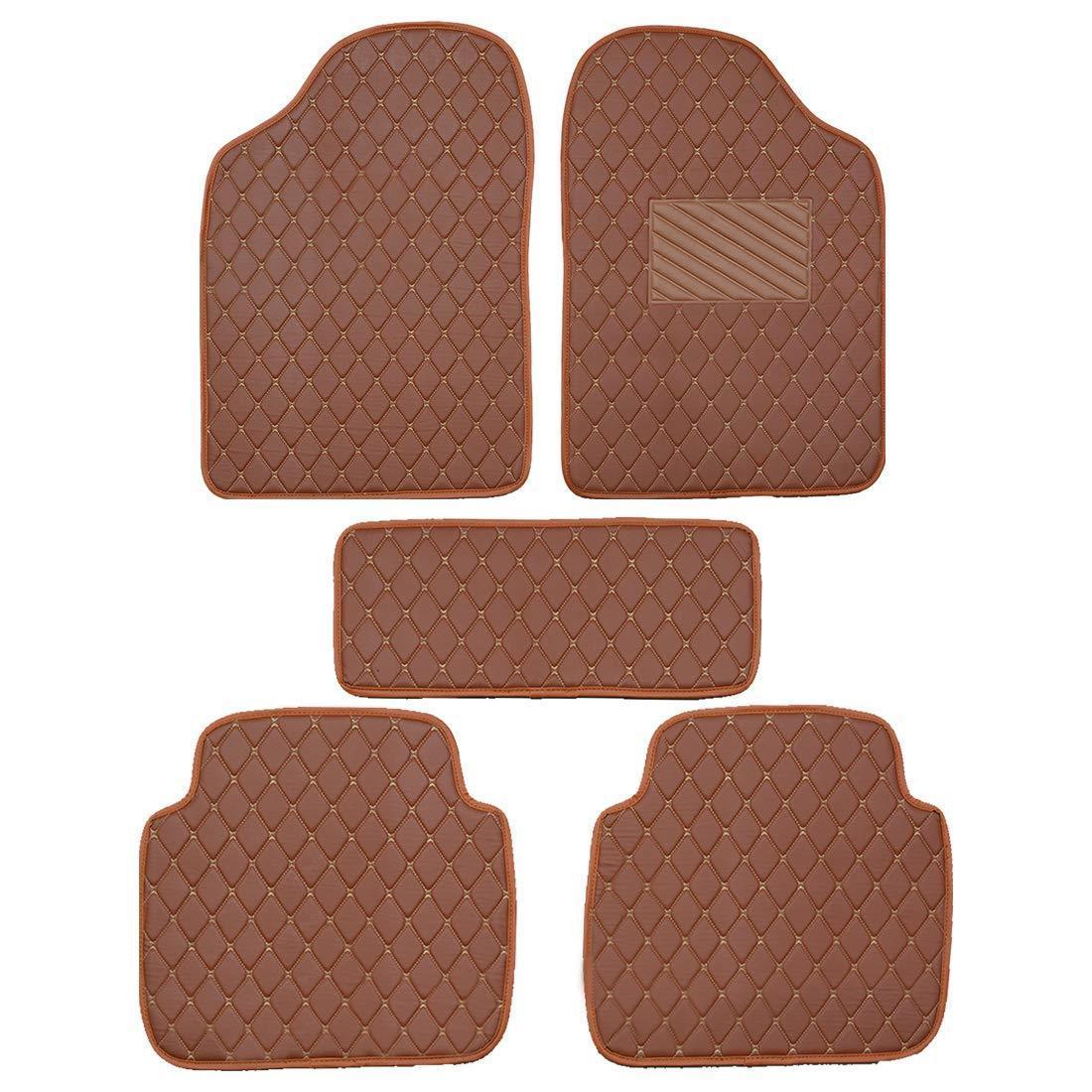 2D Premium Leather Car Foot Mat, All Season Car Mat, Elegant & Stylish, Unique Diamond Fish Design, Heavy Duty, UNIVERSAL FIT For All Cars Universal - PU Leather Mats with 2-Layer Depth (10mm, 2 Rows) - Autofurnish