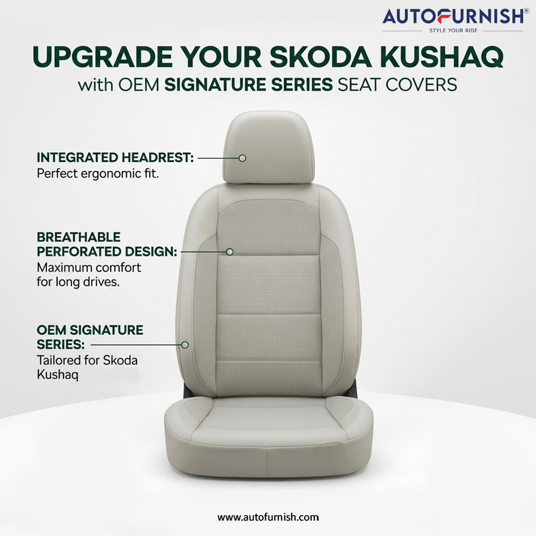 Autofurnish Signature Series Car Seat Cover for Skoda Kushaq 2021 (With Back Seat Armrest)