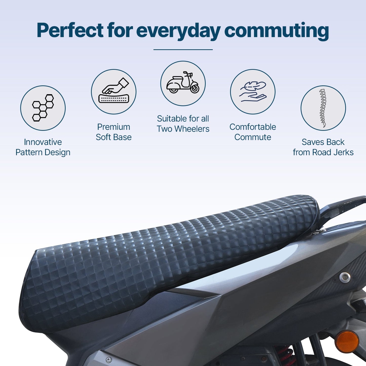 Mototrance PU Leather Luxurious Bike Scooter Seat Cover (MTSC-BL) Yamaha Fascino - Autofurnish