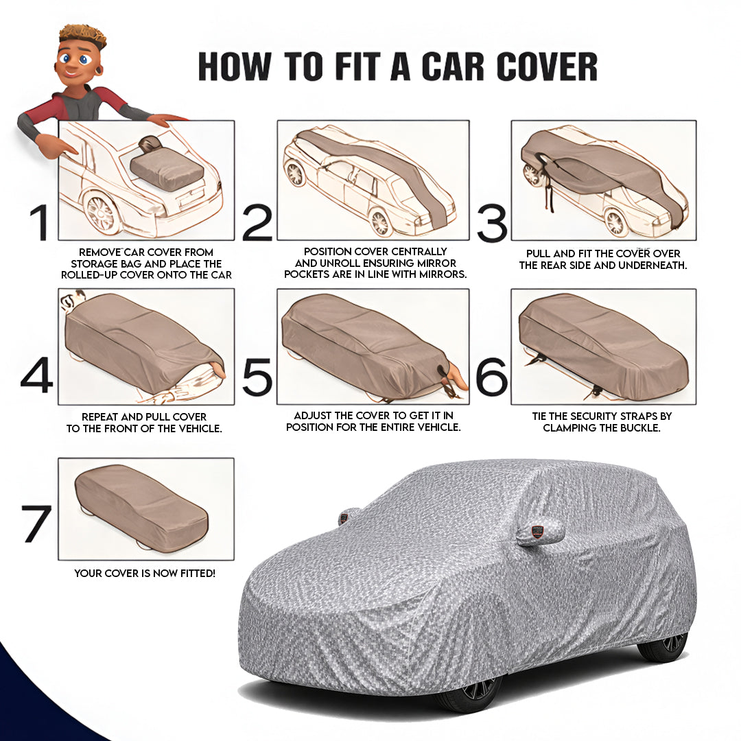 Audi A5 2017 Waterproof Car Cover, All Weather Resistant, Triple Stitched with Soft Cotton Lining, Side Mirror & Antenna Pocket (AERO Silver)