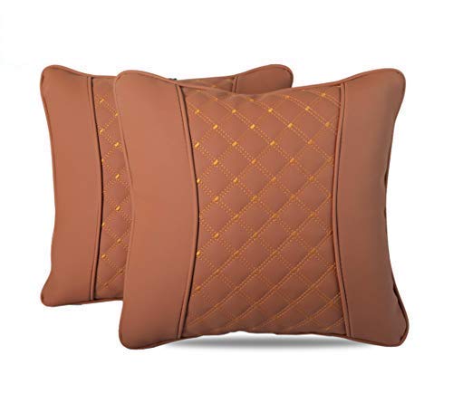 7D HECTA Car Pillow Backrest | PU Leather with Orthopaedic Lumbar Support and High-density PU Foam (Set of 2)