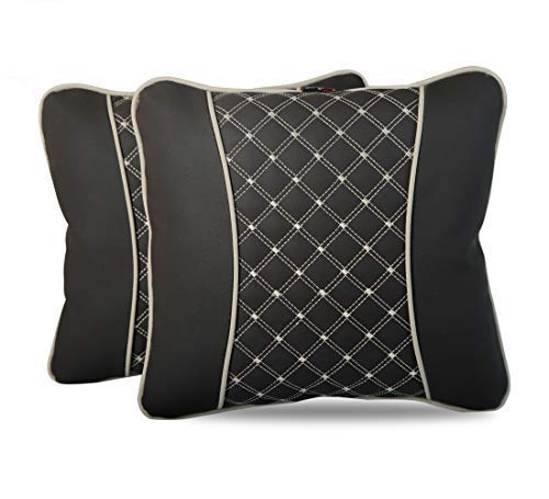 7D HECTA Car Pillow Backrest | PU Leather with Orthopaedic Lumbar Support and High-density PU Foam (Set of 2) - Autofurnish