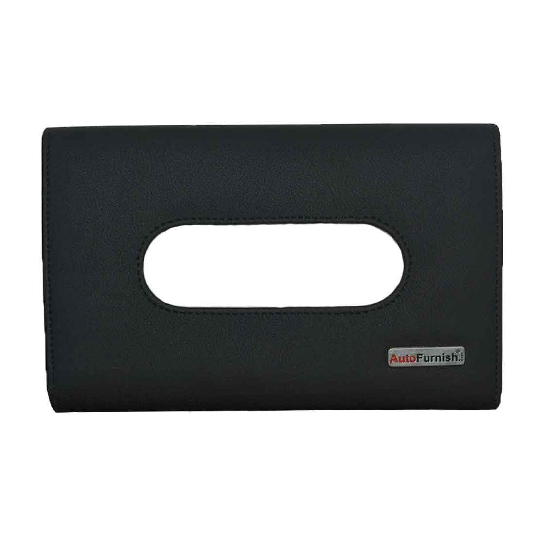 PU Leather Tissue Box Cover Holder with Single Layer Strap for Car Headrest/Visor - Autofurnish