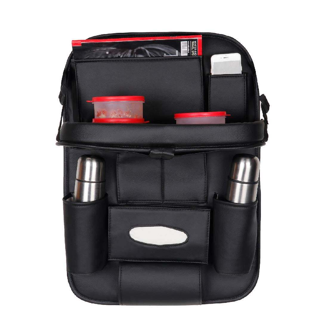 Buy 3D Car Auto Seat Back Multi Pocket Storage Bag Organizer with Car Meal  Tray (Set of 2) - Black Online at Best Price in India