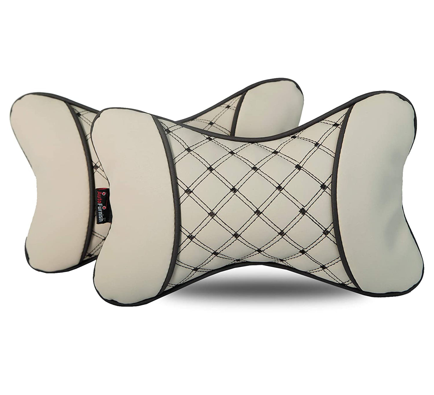 7D HECTA Car Pillow Neck Rest | PU leather with Ergonomic Support and Pressure absorbent Polly-fil (Set of 2) - Autofurnish