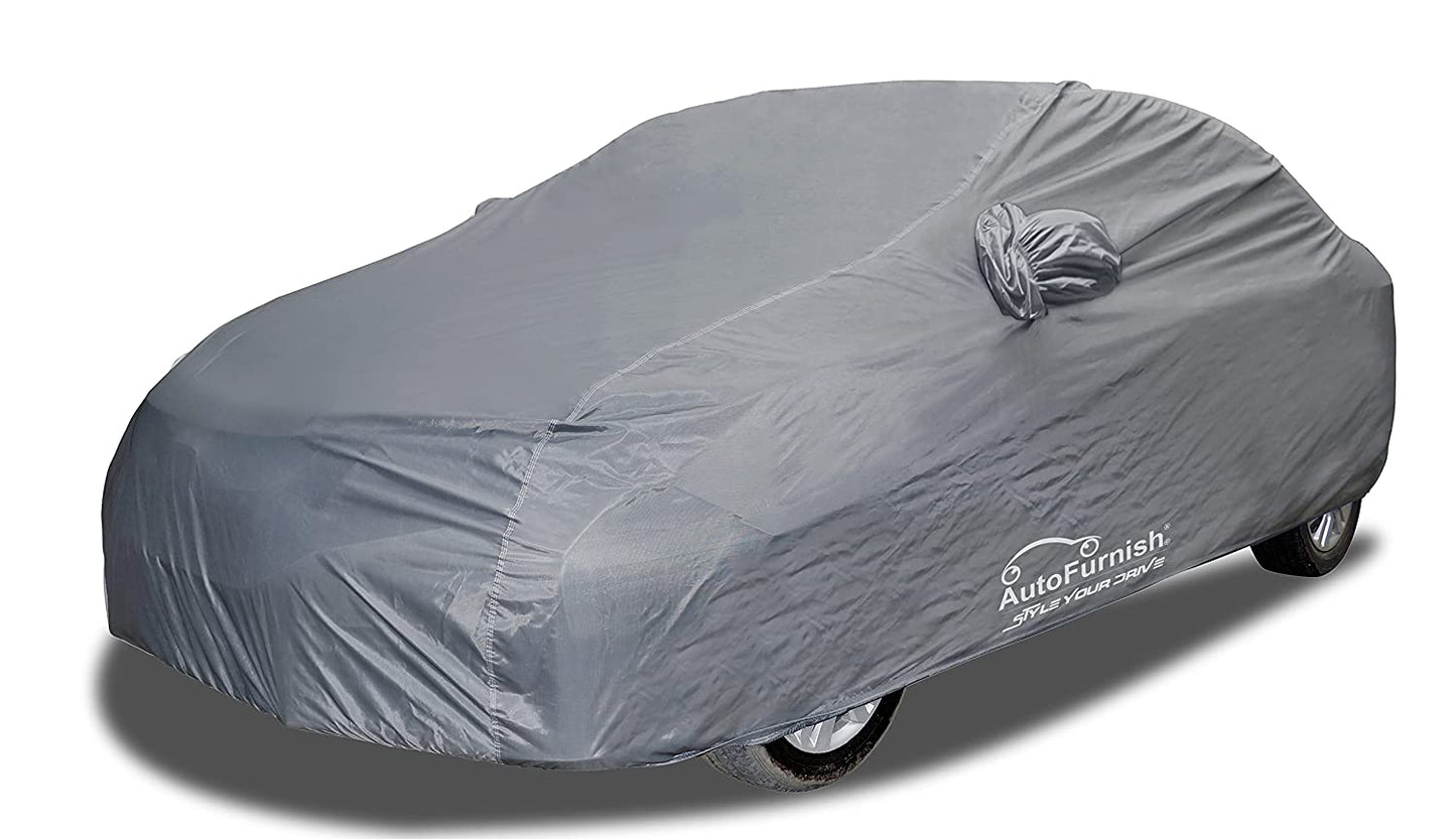 Hyundai Santro (2018) Car Body Cover, Windproof, Triple Stitched, Heat & Water Resistant with Side Mirror & Antenna Pockets (ARIL Series) - Autofurnish