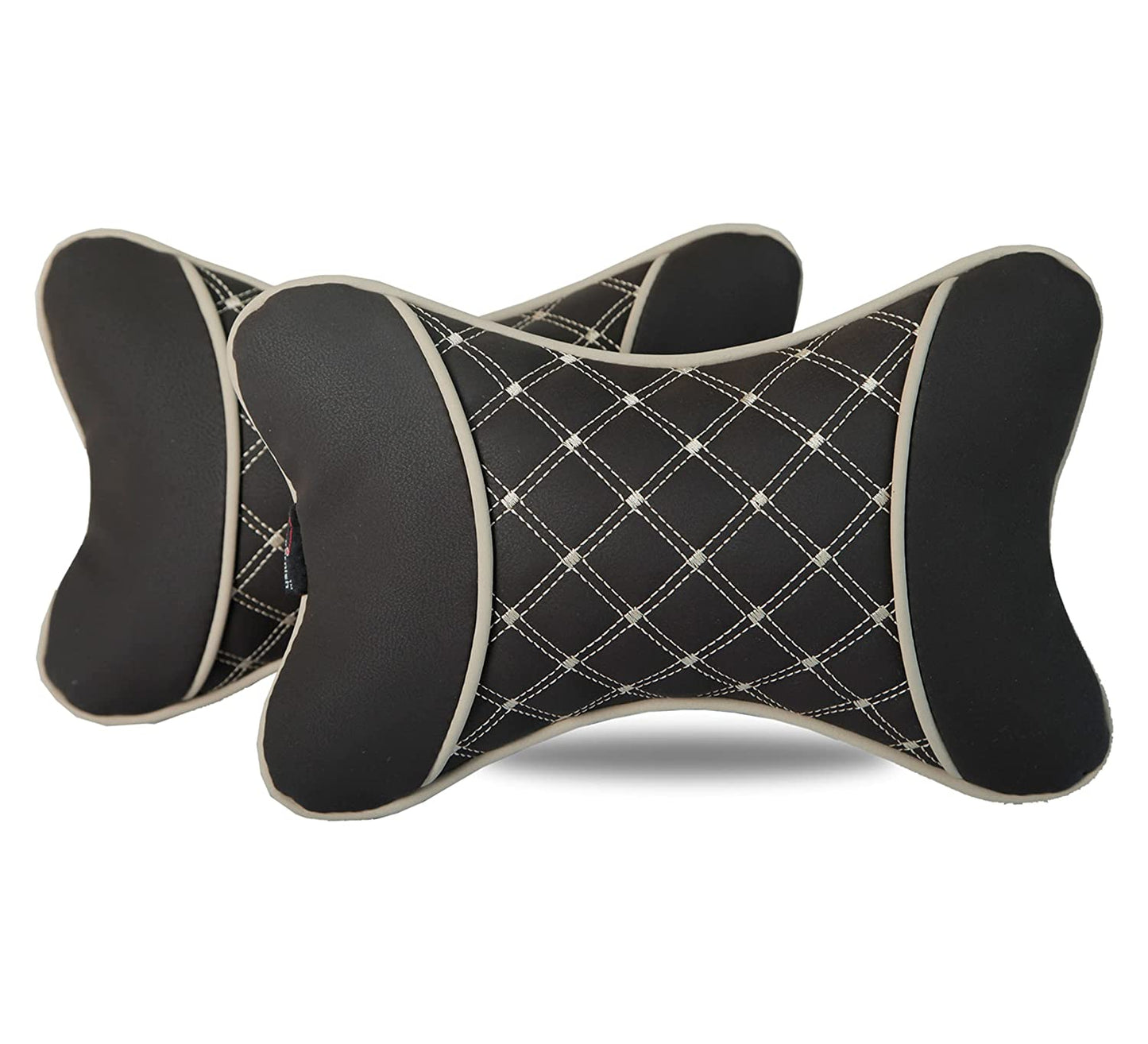 7D HECTA Car Pillow Neck Rest | PU leather with Ergonomic Support and Pressure absorbent Polly-fil (Set of 2) - Autofurnish