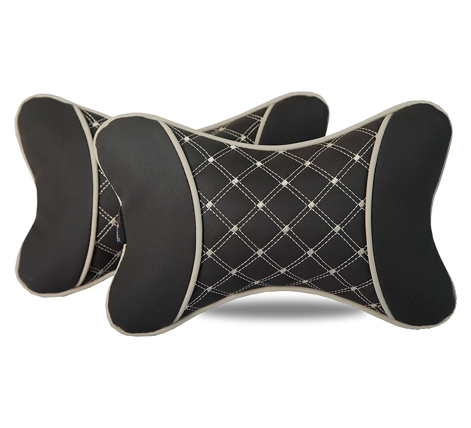 7D HECTA Car Pillow Neck Rest | PU leather with Ergonomic Support and Pressure absorbent Polly-fil (Set of 2) - Autofurnish