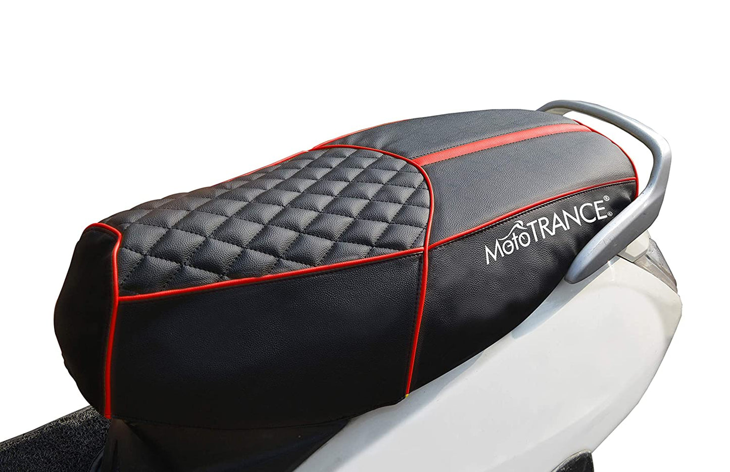 Mototrance DIAMOND PU Leather Bike Seat Cover For Hero Splendor - Anti-slip Water-Resistant and Shock Absorbent Cover - Autofurnish