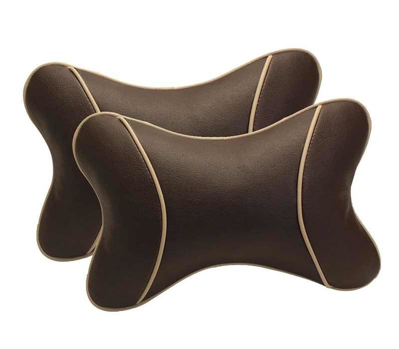 BUTTERFLY Car Pillow Neck Rest | PU leather with Ergonomic Support and Pressure absorbent Polly-fil (Set of 2) - Autofurnish