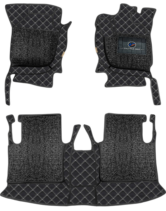 Autofurnish 7D Luxury Custom Fitted Car Mats For Bentley Flying Spur 2011 - Black Silver