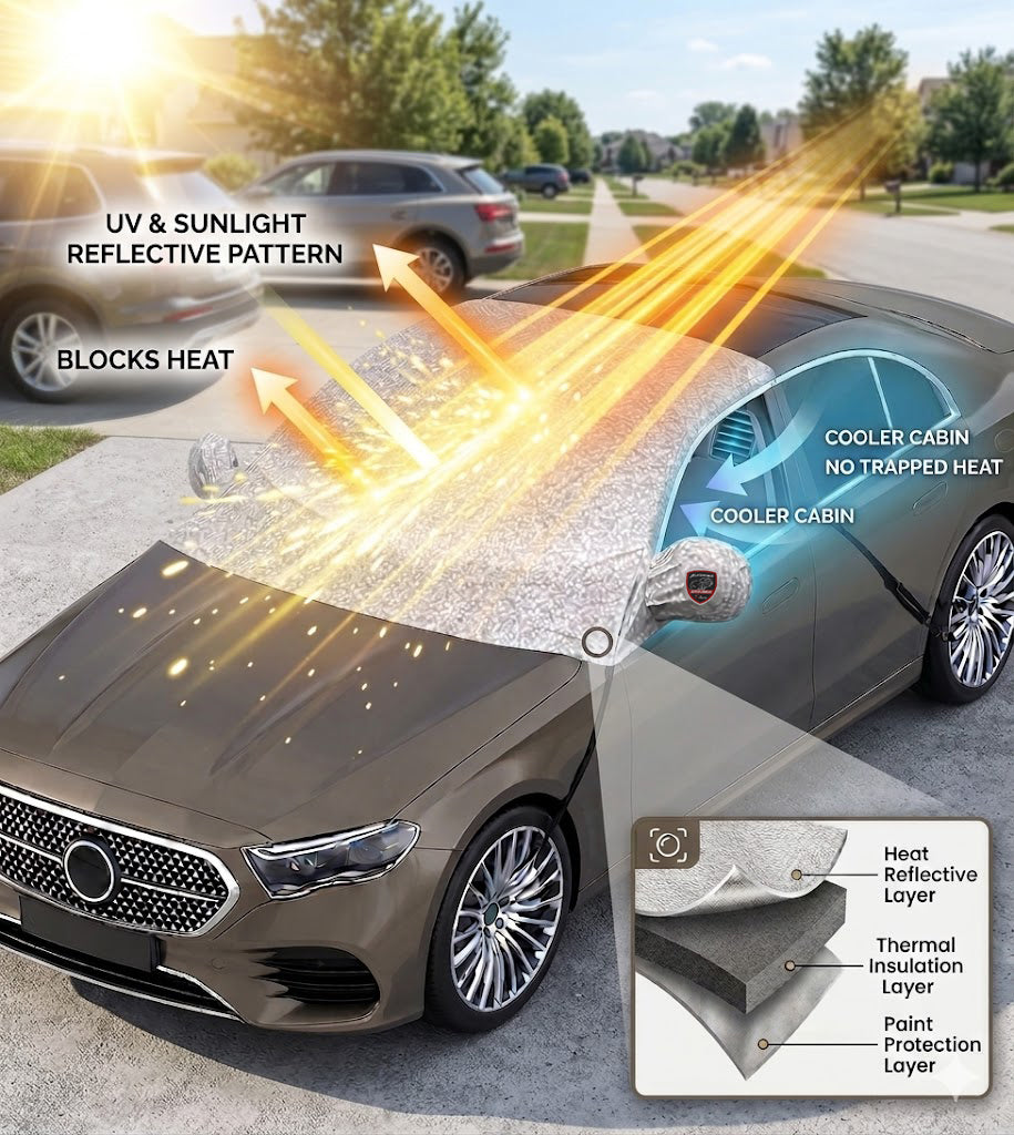 Autofurnish Aero Car Windshield Cover Frost Dust Shield Car Window Protector Waterproof Heat Resistant Universal Size