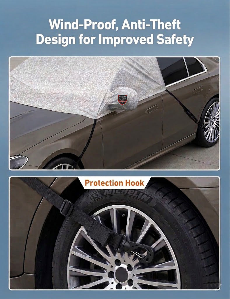 Autofurnish Aero Car Windshield Cover Frost Dust Shield Car Window Protector Waterproof Heat Resistant Universal Size