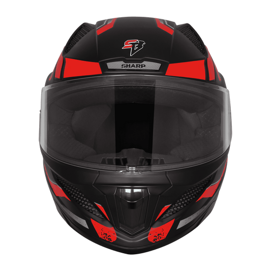 Steelbird SBH-25 SV Full Face Helmet | Sharp Spirit Design | Glossy Black & Red