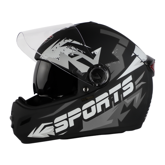 Steelbird SBH-34 ISS Full Face Helmet | ISI Certified | Sports Design |Clear Visor