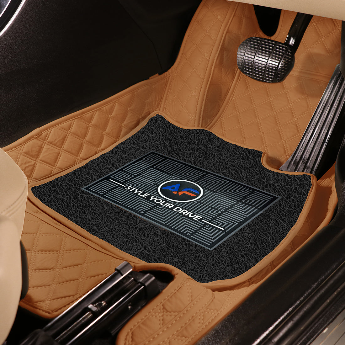 Land Rover Autobiography 2022-7D Luxury Car Mat, All Weather Proof, Anti-Skid, 100% Waterproof & Odorless with Unique Diamond Fish Design (24mm Luxury PU Leather, 2 Rows)