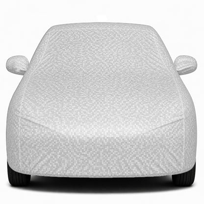 Datsun Go 2014 Waterproof Car Cover, All Weather Resistant, Triple Stitched with Soft Cotton Lining, Side Mirror Pocket (AERO Silver)