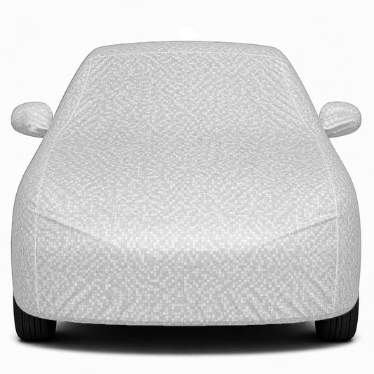 Datsun Go 2014 Waterproof Car Cover, All Weather Resistant, Triple Stitched with Soft Cotton Lining, Side Mirror Pocket (AERO Silver)