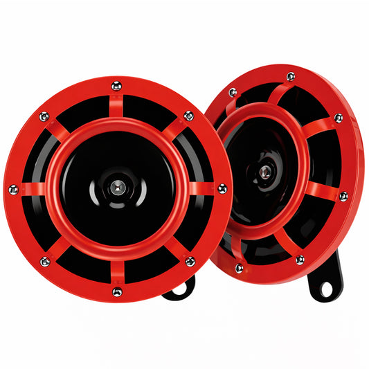 Basuri Red Hyper Horn – 123mm H/L Tone Disc Horn Set, 12V (B123HL12) - 2 Pcs Set