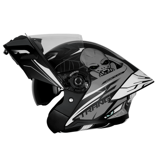 Steelbird SBA-20 / SB-106 ISS Open Face Helmet | ISI Certified | Strange Design | Black-Grey