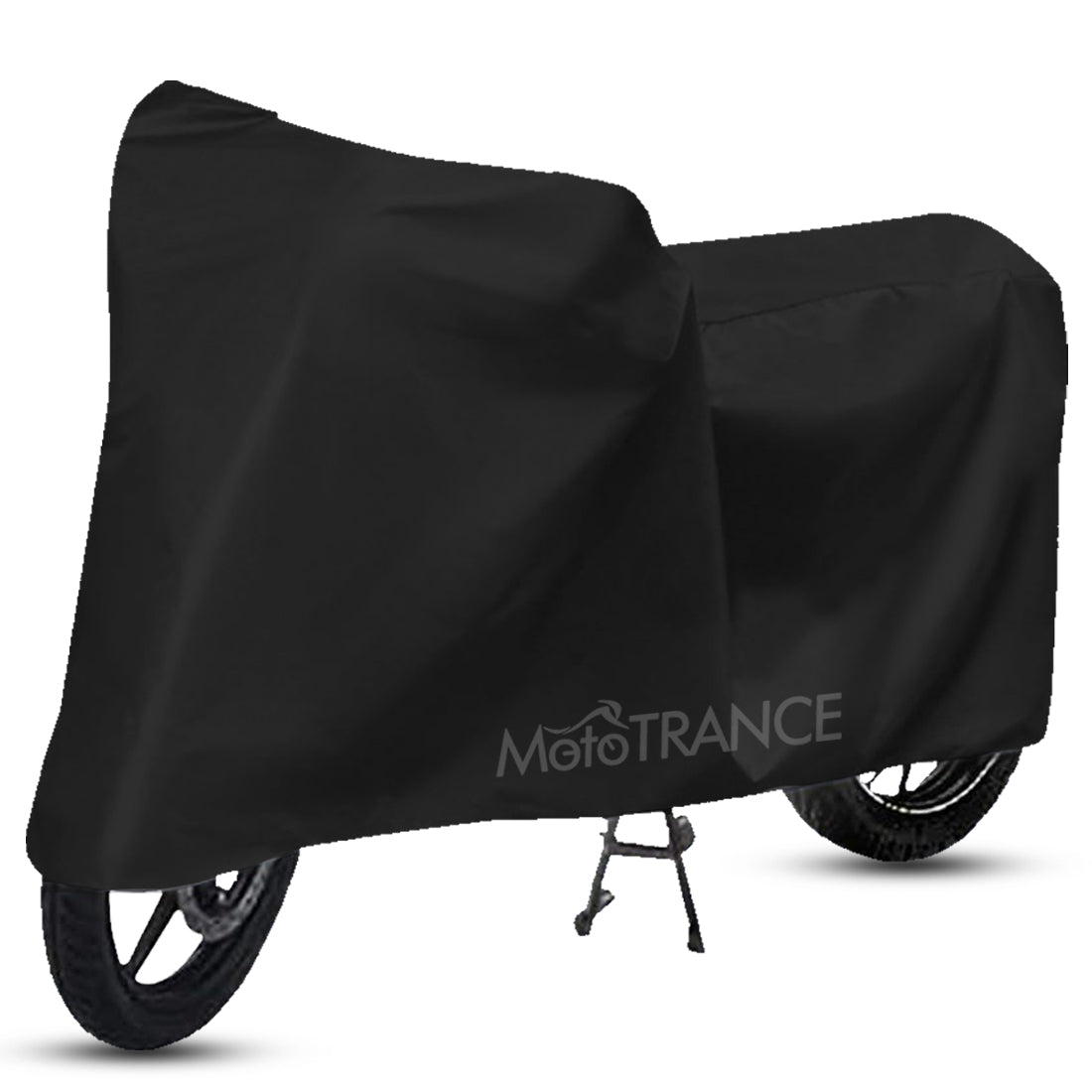 Mototrance Arid Black 100% Waterpoof Heat Resistant With Mirror Pocket Bike Body Cover For  All Bikes above Royal Enfield Size (upto 235cm length - without extra fitting) - Extra Extra Large Size (XXL)