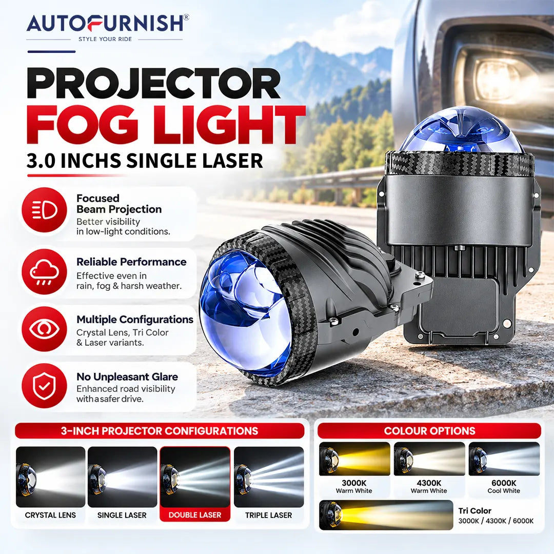 Destorm Car Projector Fog Light 3.0 Inchs Double Laser 4300K - Warm White