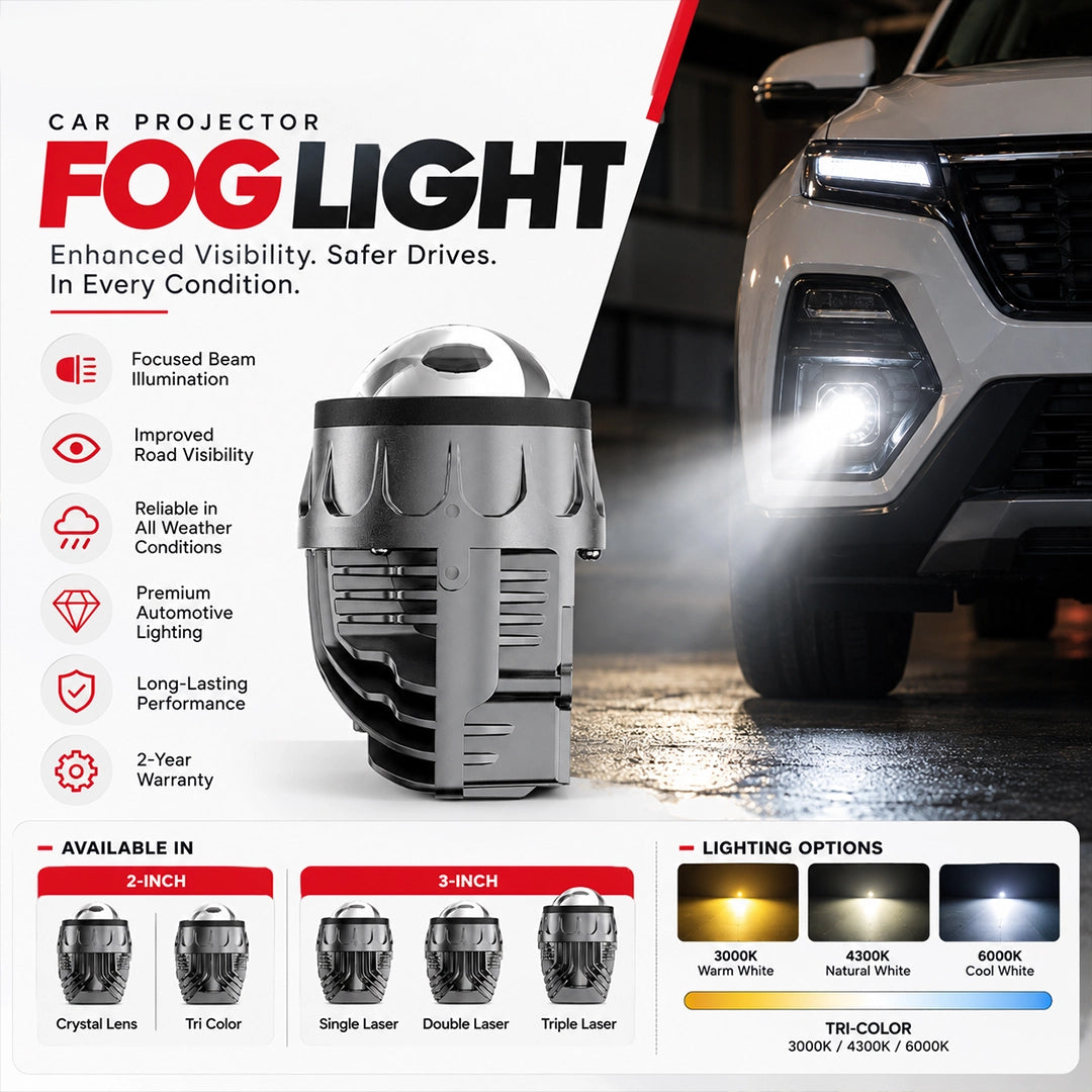 Destorm Car Projector Fog Light 2.0 Inchs Crystal Lense MK - Tri Color