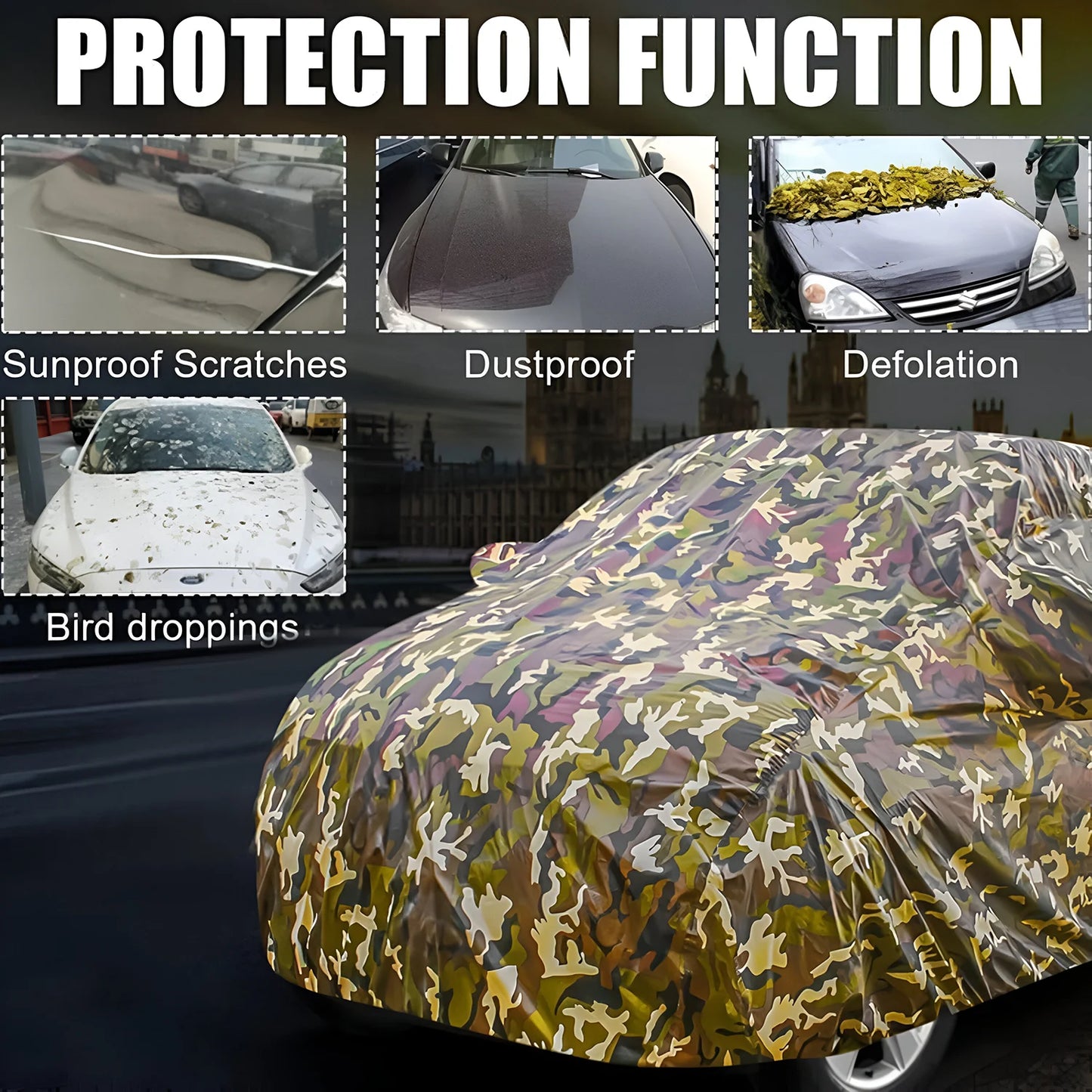 Autofurnish Aero Julgle Waterproof Heat Resistant Mirror And Rear Antenna  Pocket Car Body Cover For Toyota Hilux 2023 - Jungle Green