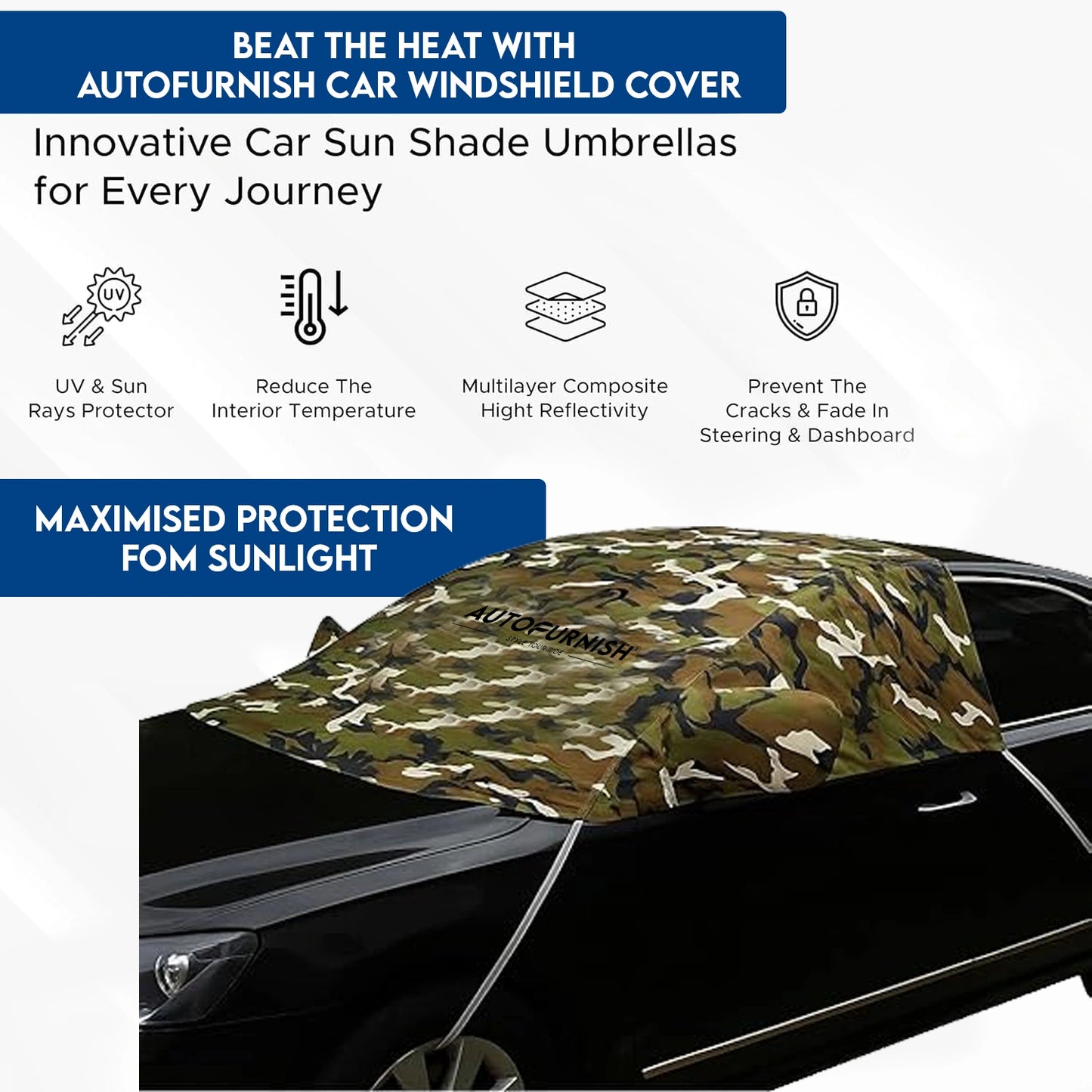 Autofurnish Aero Car Windshield Cover Frost Dust Sheild Car Window Protector Waterproof Heat Resistant Universal Size