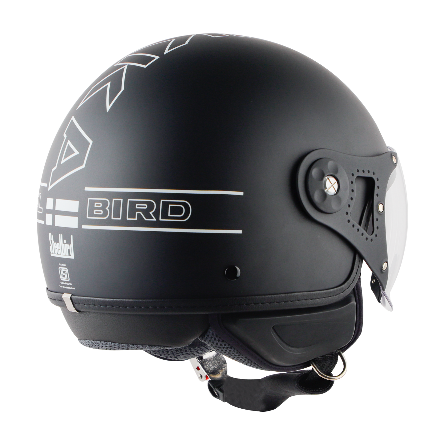 Steelbird K-2 Full Face Helmet | ISI Certified | Black & White |Polycarbonate Visor