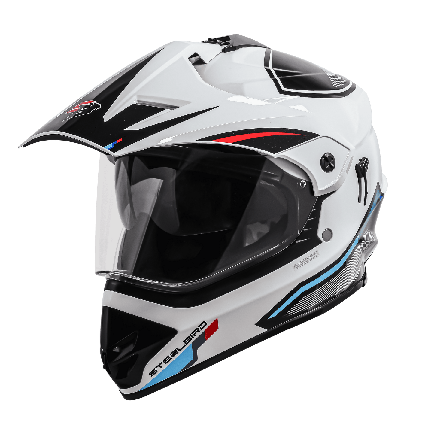 Steelbird SBH-13 ISS Full Face Helmet | ISI Certified | Racer Design | Glossy White-Red