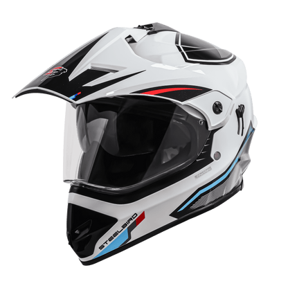 Steelbird SBH-13 ISS Full Face Helmet | ISI Certified | Racer Design | Glossy White-Red