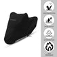 Mototrance All Weather Protection Two Wheeler Cover for  All Activa, Scooter, Scooty & Bikes Upto 150CC | Anti Dust, 100% Waterproof, Heat Resistant, UV Proof -Triple Stitched with Mirror Pocket | (Atom Black)