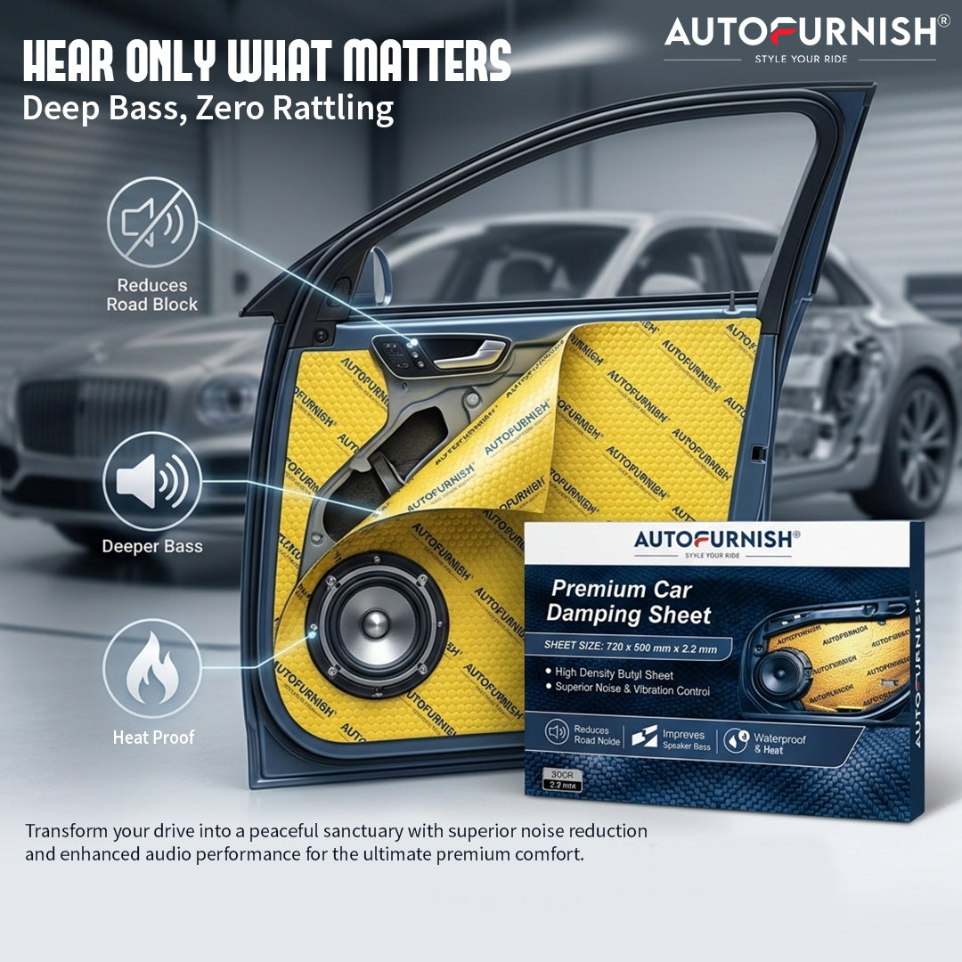 Autofurnish (Set of 10) Car Damping Sheet 720"X500" with 2.2mm Thickness |Sound & Heat PROOFING Car Sound Deadening Material Sound Insulation Premium Sound & Heat Insulation Mat Design(Gold)