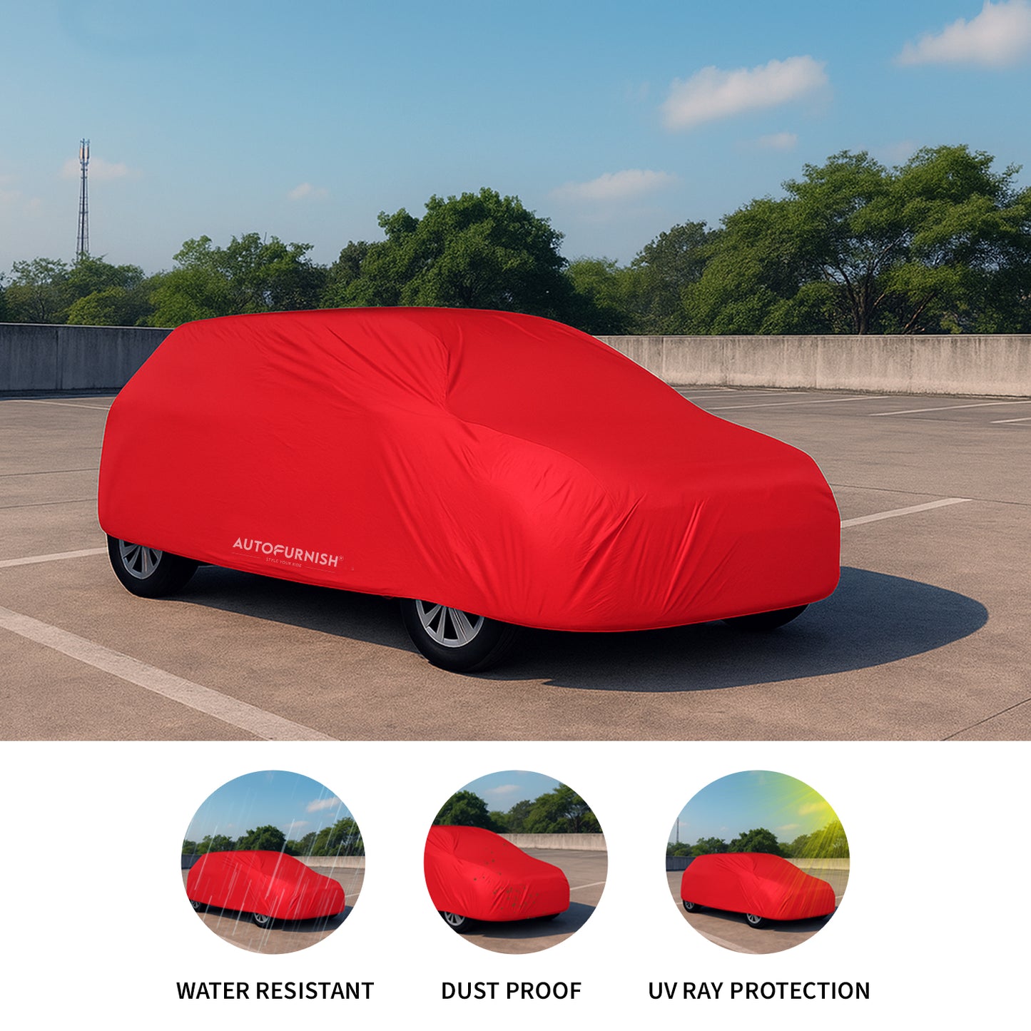 Autofurnish Parker Red Car Body Cover For Hyundai Creta 2015-2019 - Parker Red