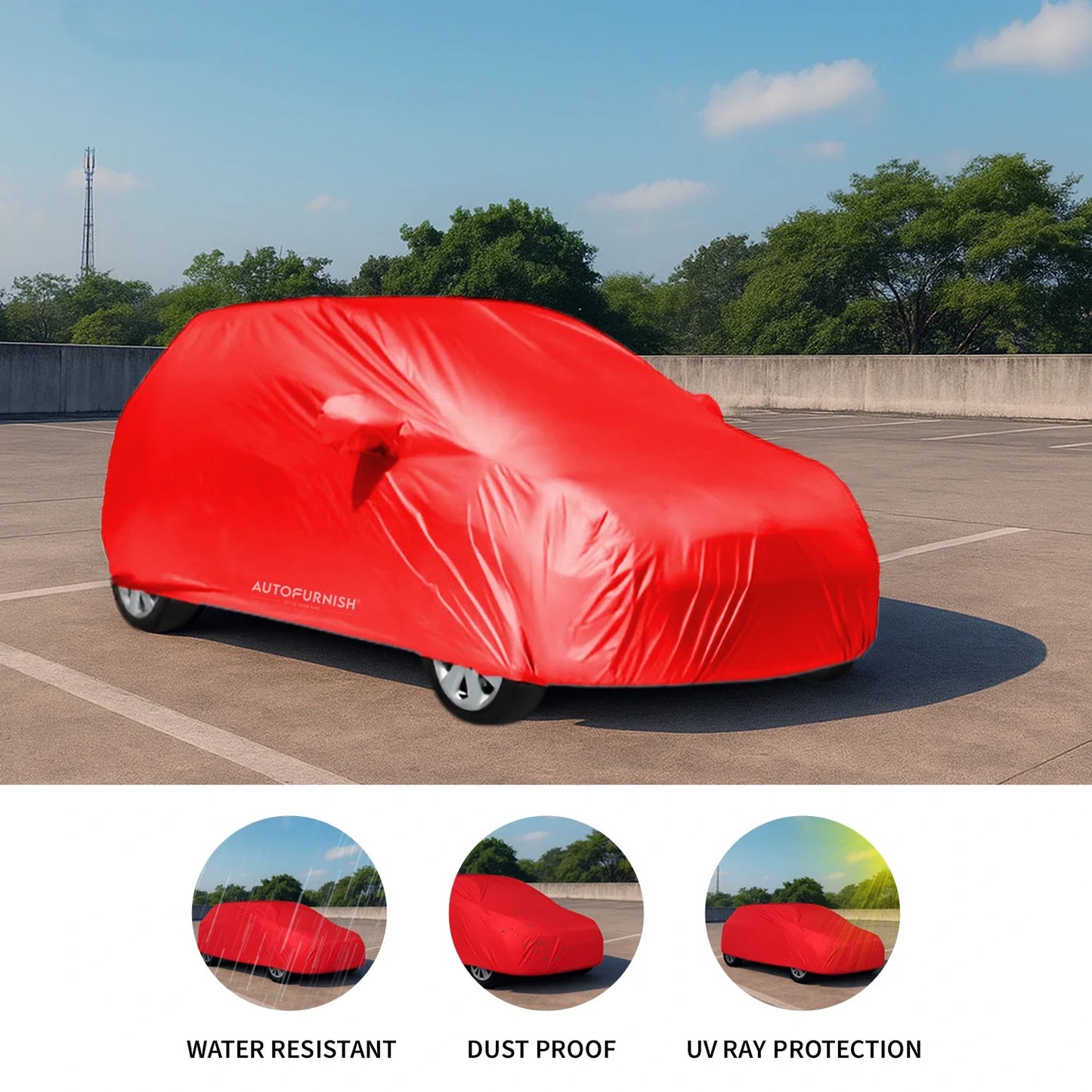 Autofurnish Parker Red Car Body Cover For Hyundai Exter 2023 - Parker Red