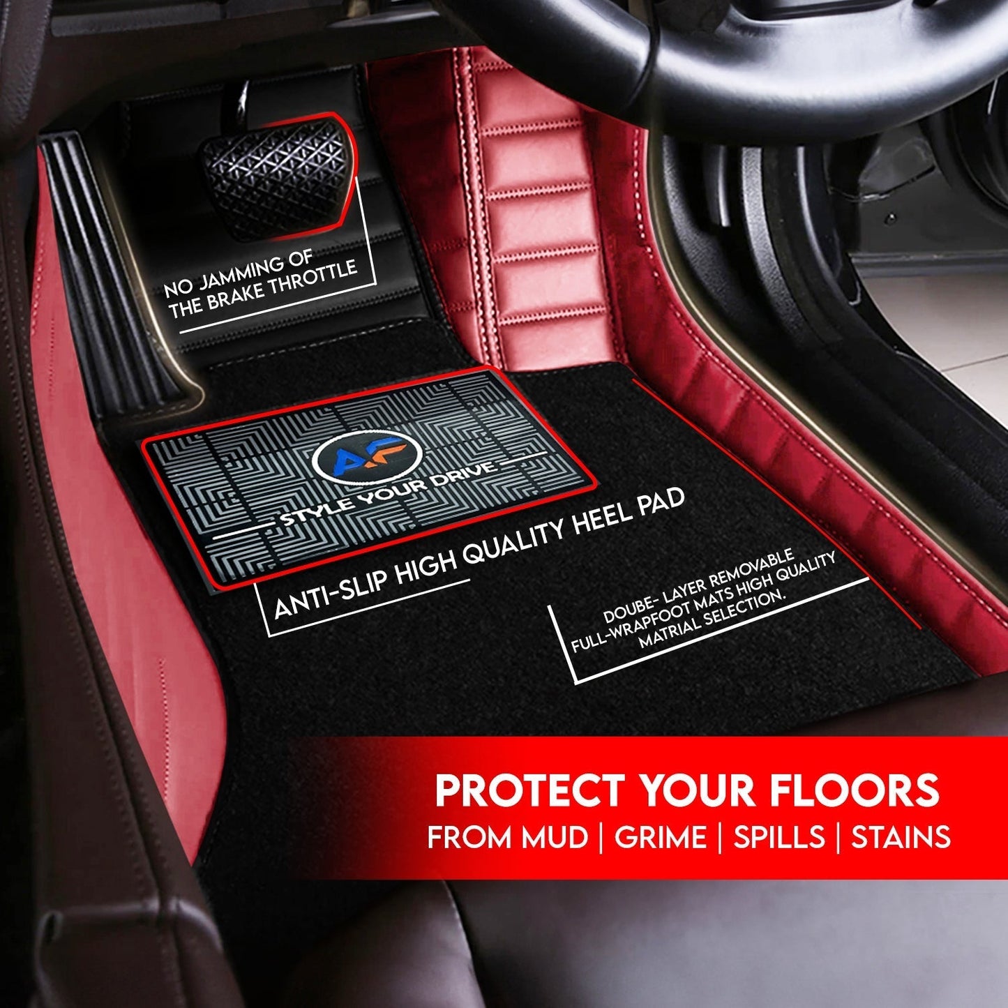 Tata Safari (7 Seater) 2021 Autofurnish 9D Combination Custom Fitted Car Mats For Tata Safari (7 Seater) 2021