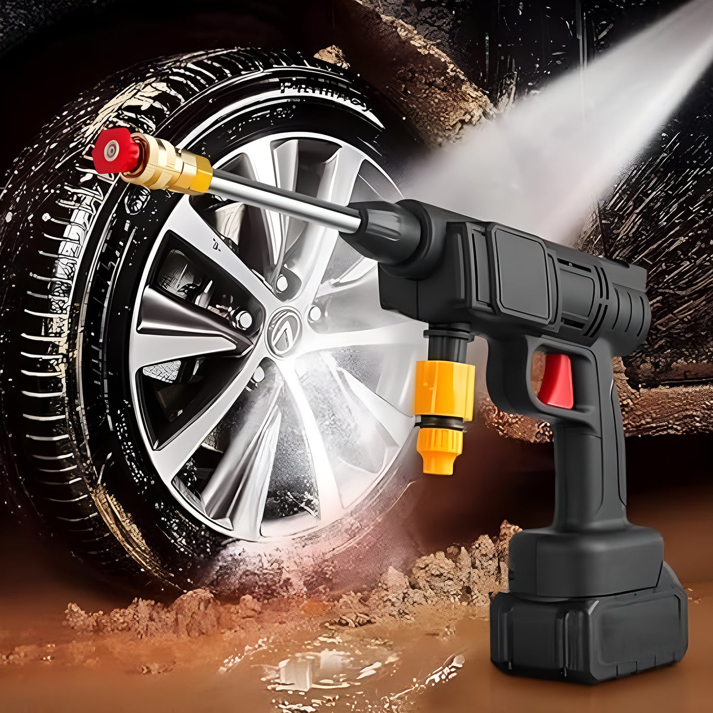 Autofurnish Car Washer High Pressure Gun Rechargeable with 2 Batteries | 1 Year Warranty | Pressure Washer for Car | Car Washing Pump | Water Pressure Gun for Car Wash | Gardening, Cleaning