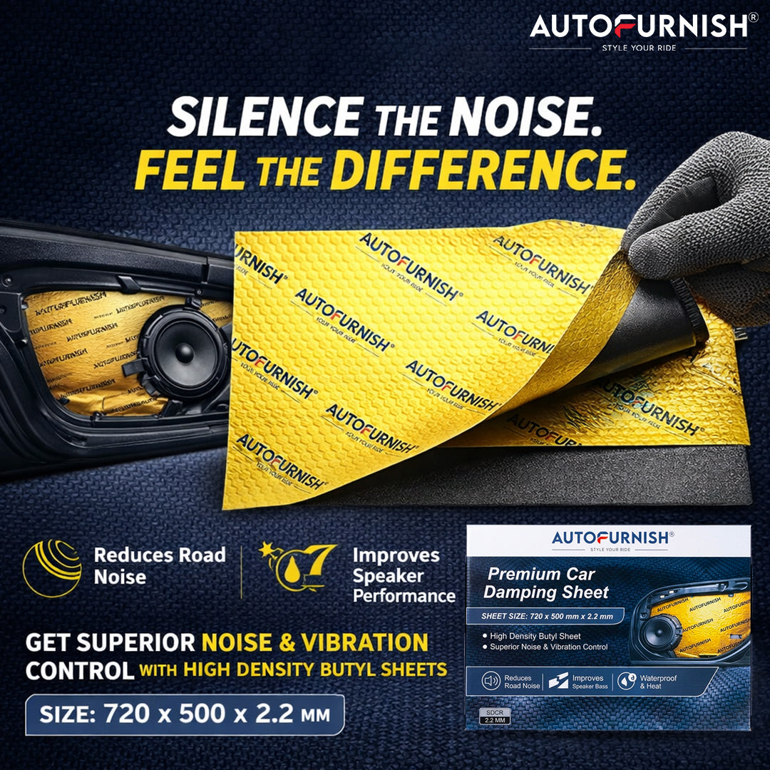 Autofurnish (Set of 10) Car Damping Sheet 720"X500" with 2.2mm Thickness |Sound & Heat PROOFING Car Sound Deadening Material Sound Insulation Premium Sound & Heat Insulation Mat Design(Gold)