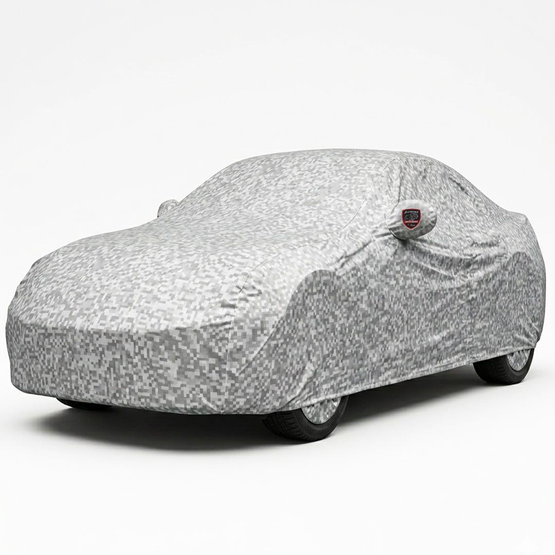 BMW 7 Series Waterproof Car Cover, All Weather Resistant, Triple Stitched with Soft Cotton Lining, Side Mirror & Antenna Pocket (AERO Silver)