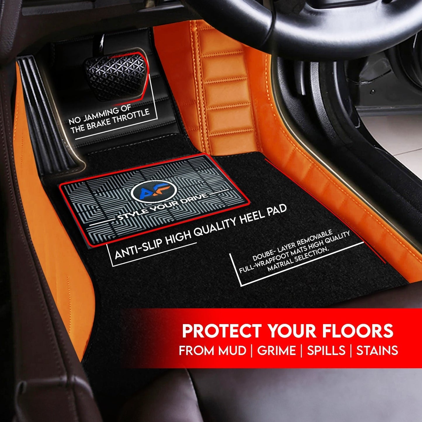 Tata Safari (7 Seater) 2021 Autofurnish 9D Combination Custom Fitted Car Mats For Tata Safari (7 Seater) 2021