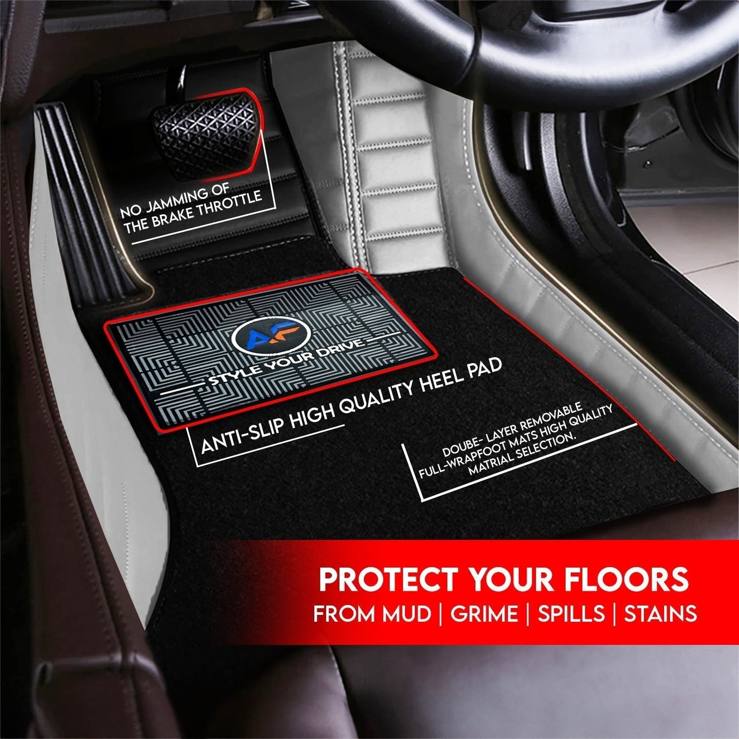 Toyota Land Cruiser Prado 2016 Autofurnish 9D Combination Custom Fitted Car Mats For Toyota Land Cruiser Prado 2016