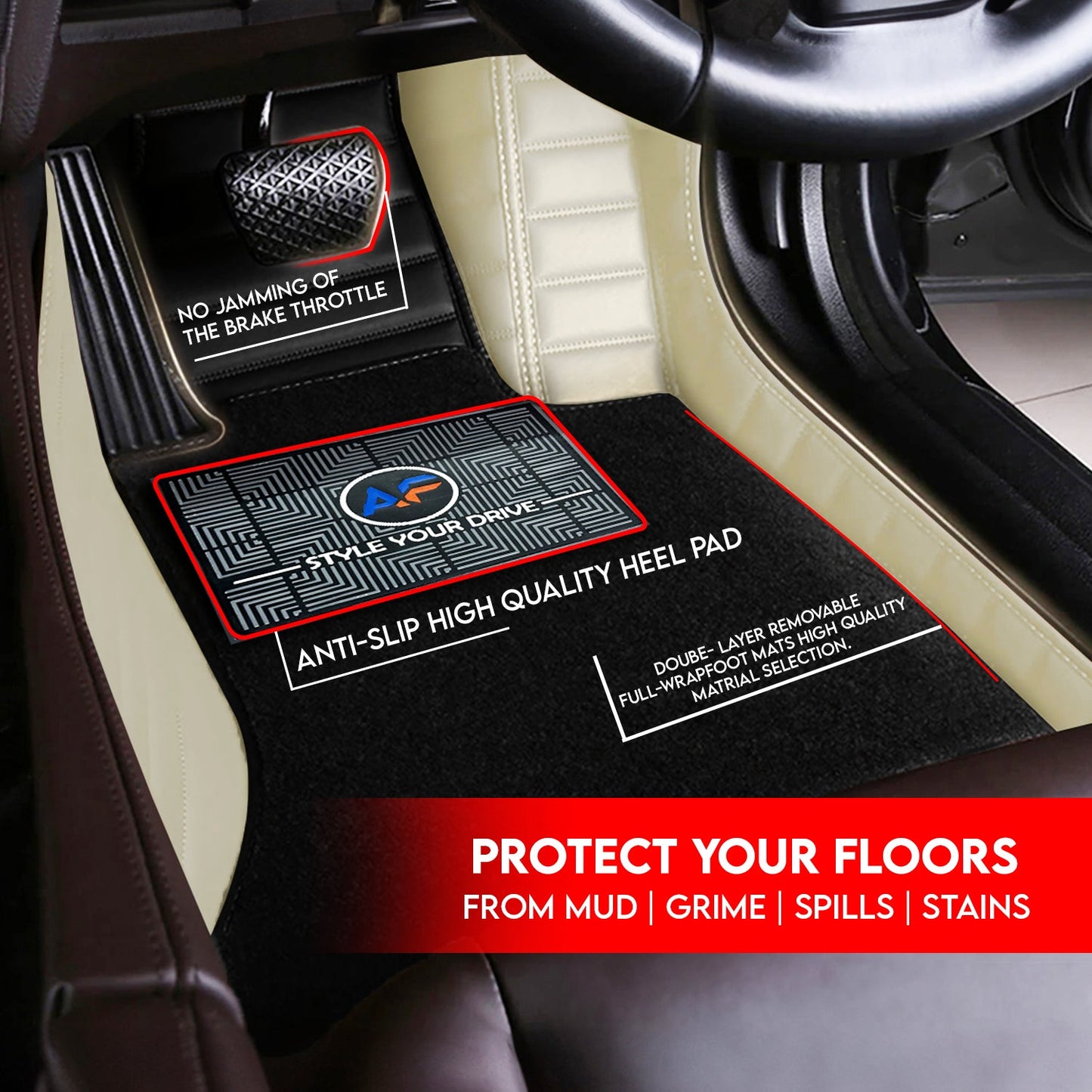 Autofurnish 9D Combination Custom Fitted Car Mats For KIA Carens Clavis (6 Seater) 2025